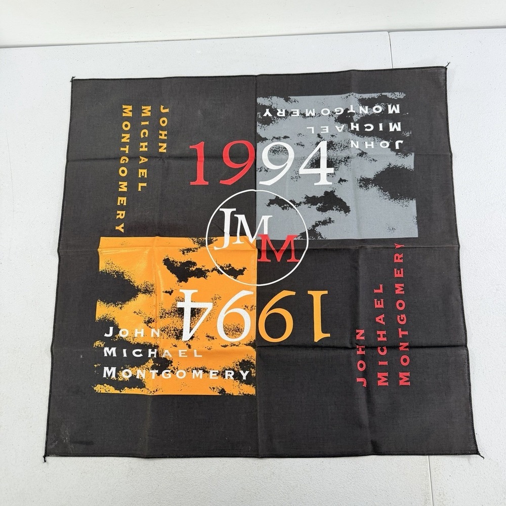 Vintage 1994 John Michael Montgomery‎ Country Music Bandana Scarf 21" x 21"